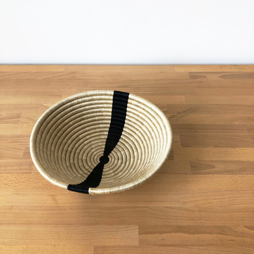 Shop Stacy Garcia_Accessories_Bowls_Beige with Black Stripe Woven Bowl_Above view