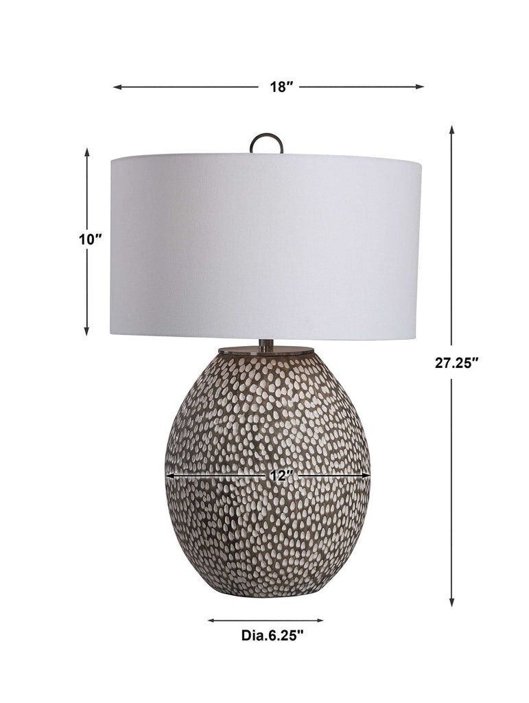 Pitted White and Grey Table Lamp