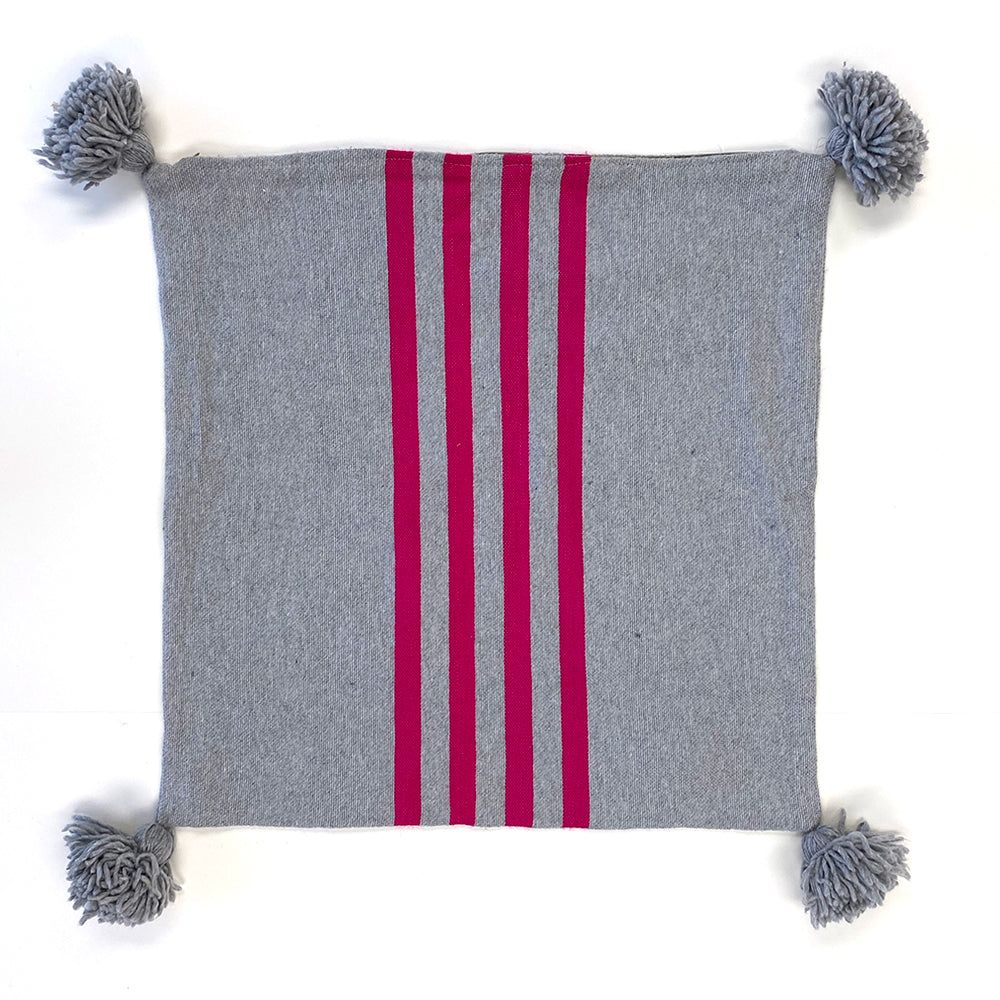 Moroccan Pink Stripe Pillow Shell with Tassels