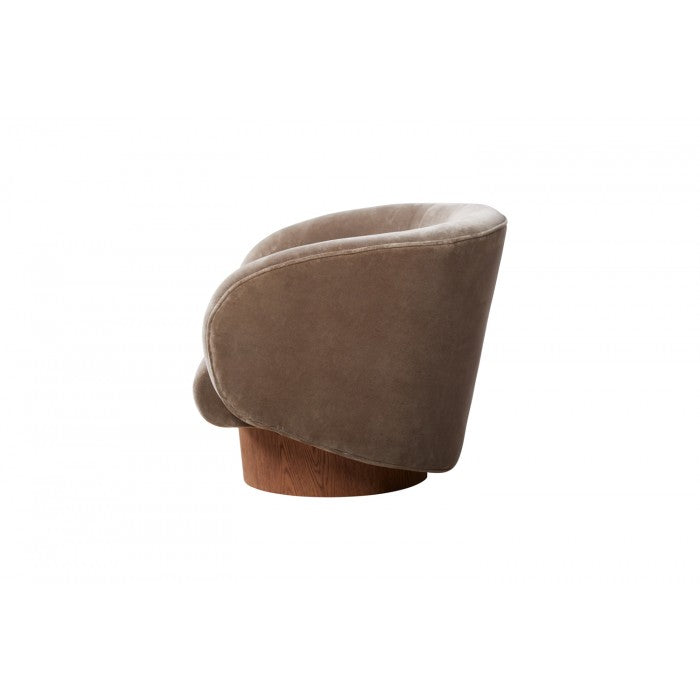 Shop Stacy Garcia, Beige Curved Chair on Round Wooden Base