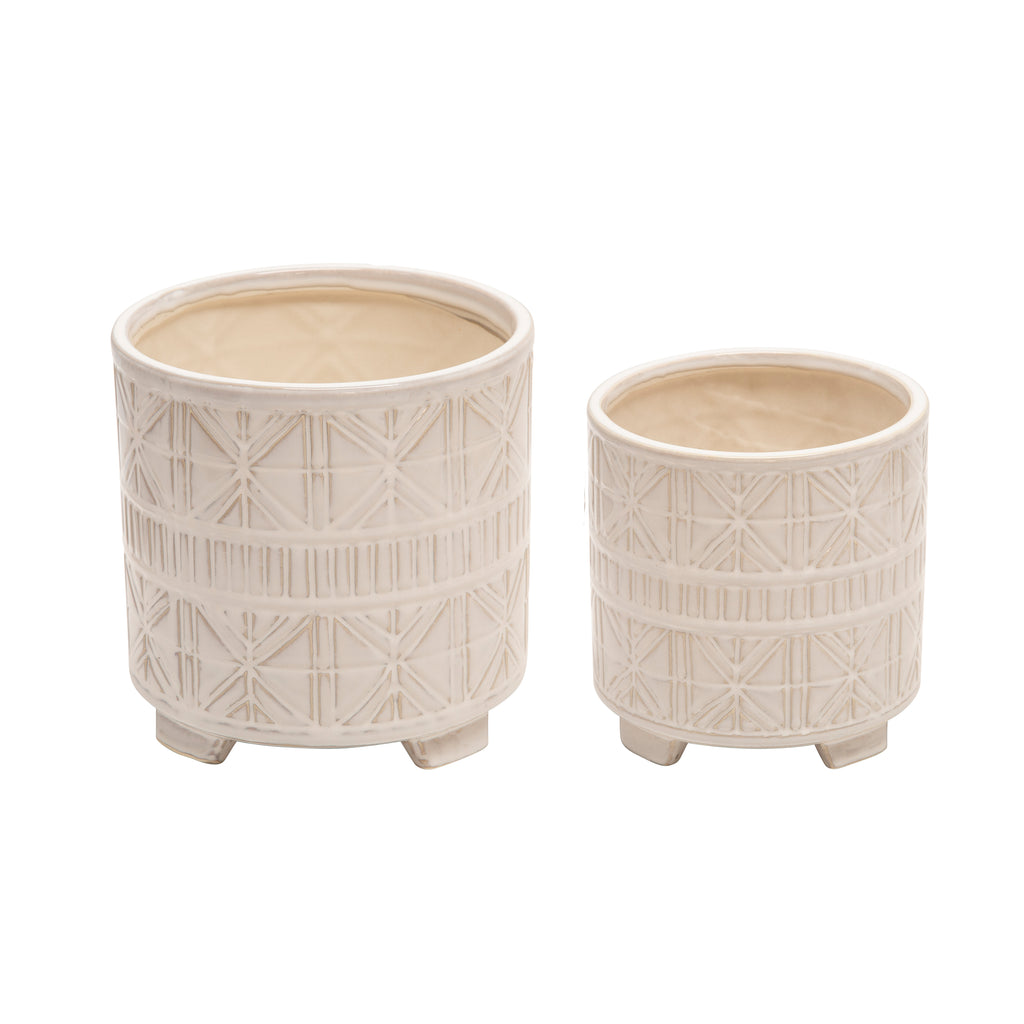 Shop Stacy Garcia, Beige Geometric Footed Planter Set of 2