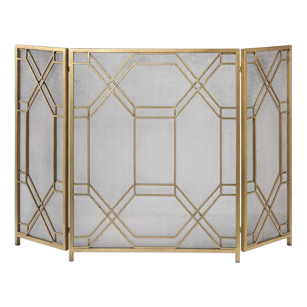 Shop Stacy Garcia Gold Hammered Fireplace Screen