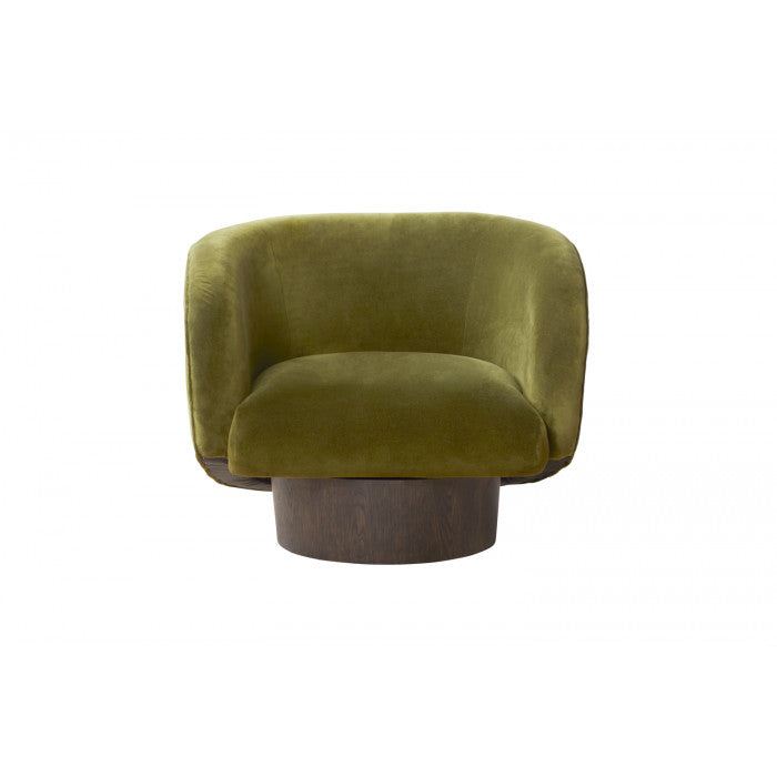 Shop Stacy Garcia, Green Curved Chair on Round Wooden Base