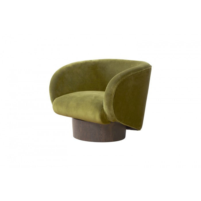 Shop Stacy Garcia, Green Curved Chair on Round Wooden Base