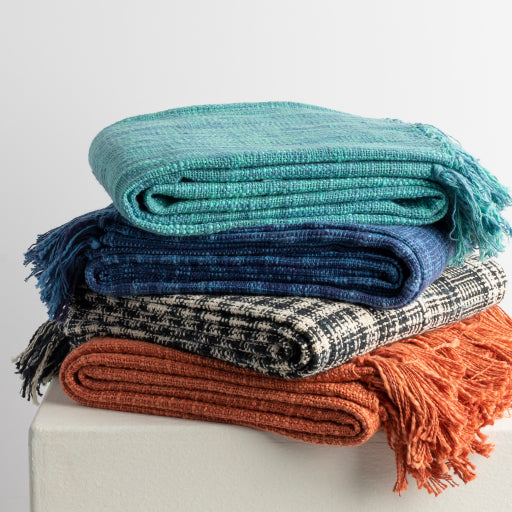 Shop Stacy Garcia, Tonal Blue Woven Throw Blanket with Fringe