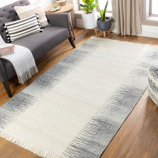 Shop Stacy Garcia, Cream and Grey Wool Area Rug with Fringe